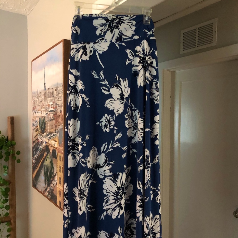 Delina Blue Maxi Floral Skirt